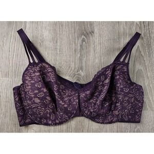 Soma 40DD Bra‎ Purple Enticing Lift Balconet Underwire Lace Overlay